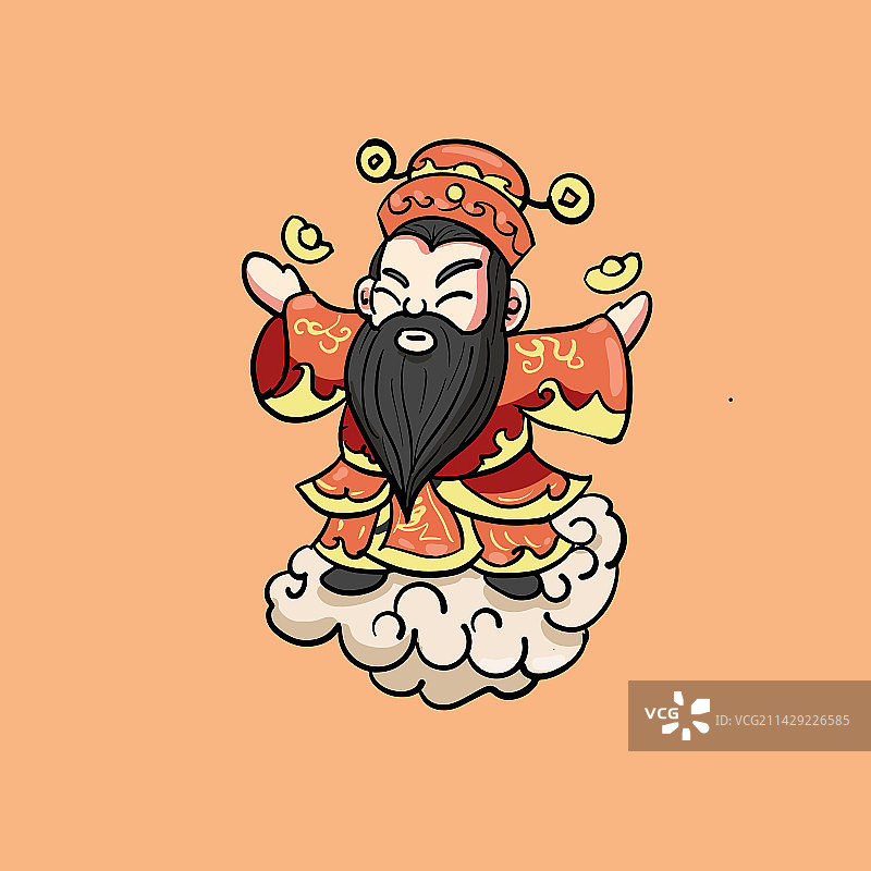 卡通财神爷插画设计图片素材