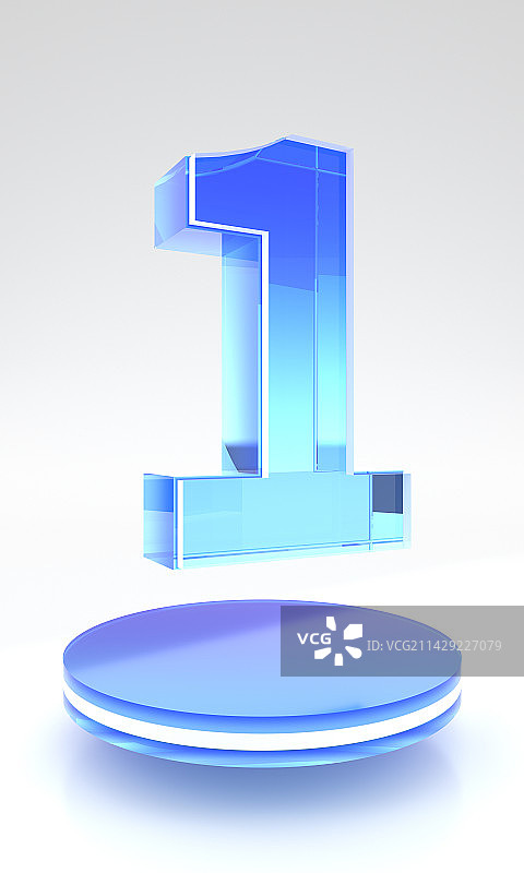 3D立体玻璃数字1图片素材