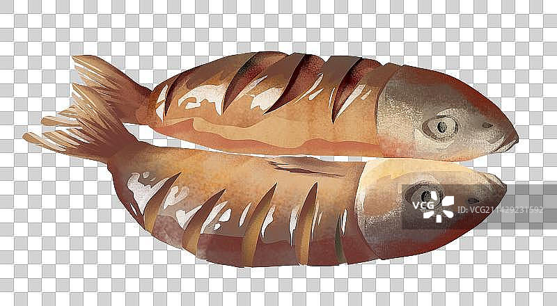 杭州特色美食之西湖醋鱼插画图片素材