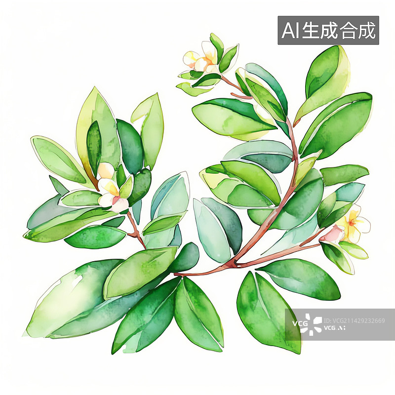 【AI数字艺术】水彩风格的马齿苋图片素材