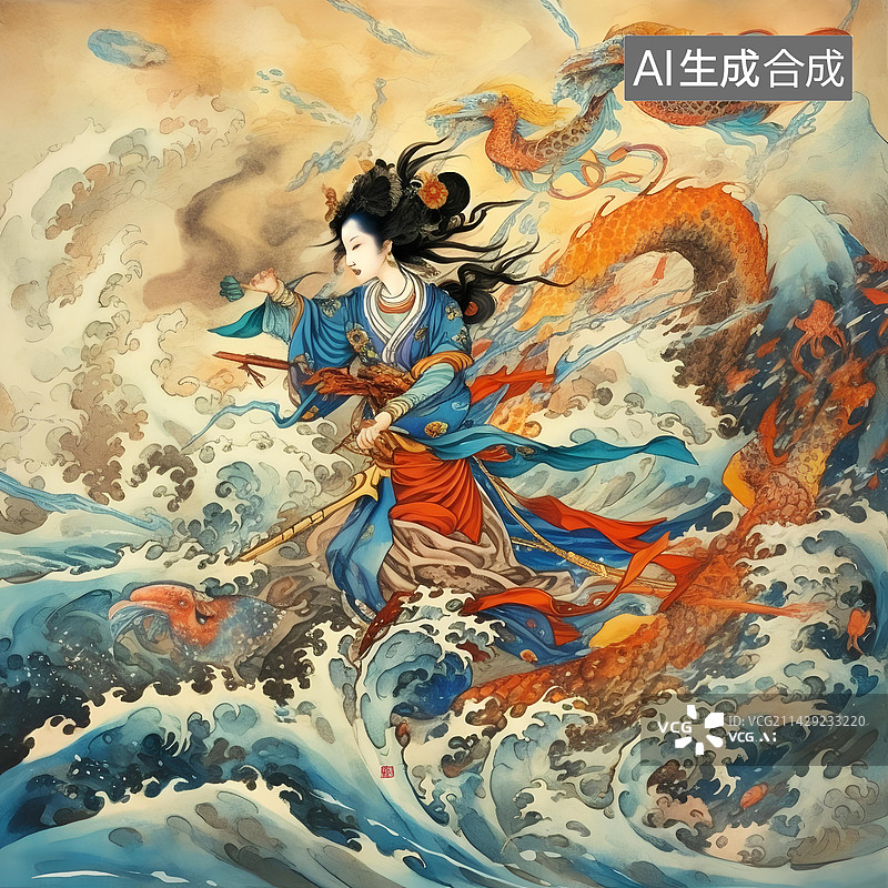 【AI数字艺术】闹海图片素材