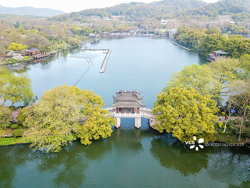 杭州西湖曲院风荷印象西湖 玉带桥图片素材