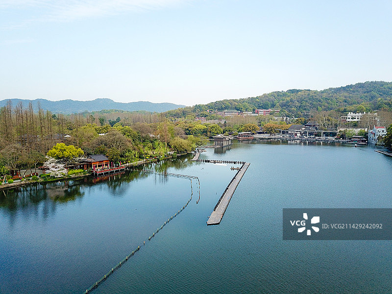 航拍杭州西湖曲院风荷图片素材