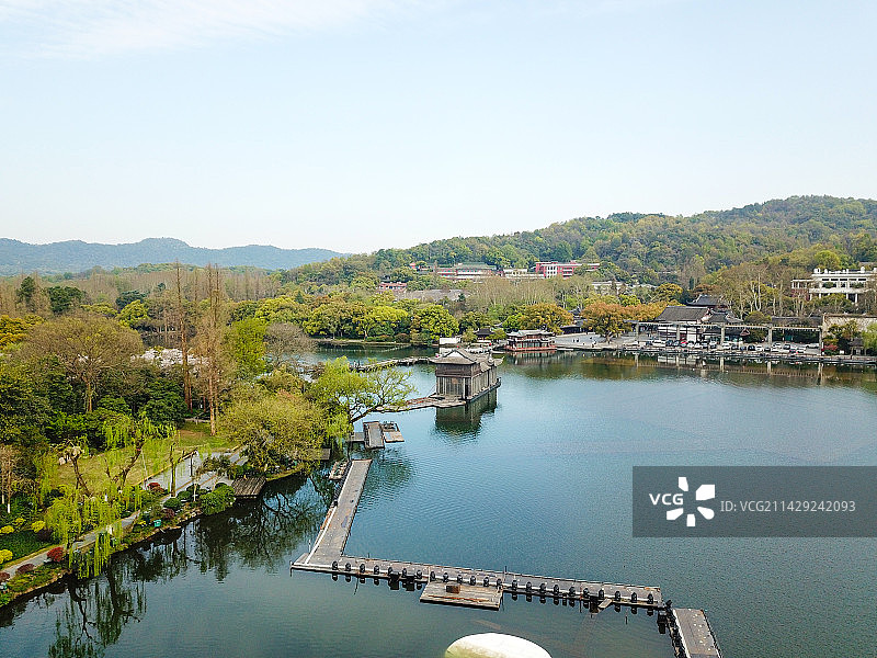 航拍杭州西湖曲院风荷图片素材
