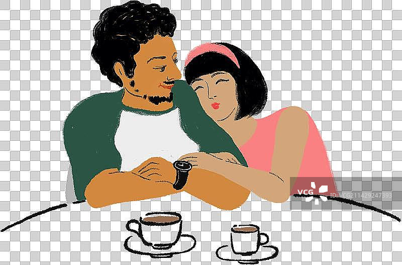 一起喝咖啡的情侣图片素材
