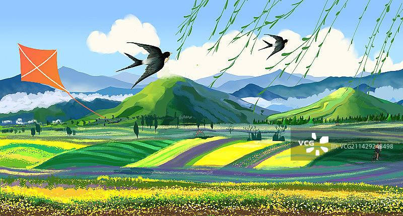 春季田野横幅背景图片素材