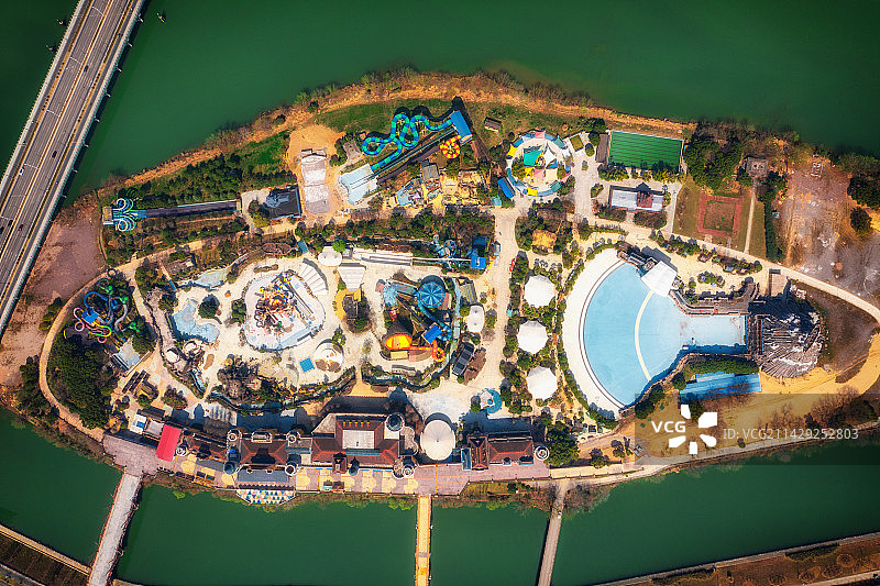 浙江丽水冒险岛水世界航拍图片素材