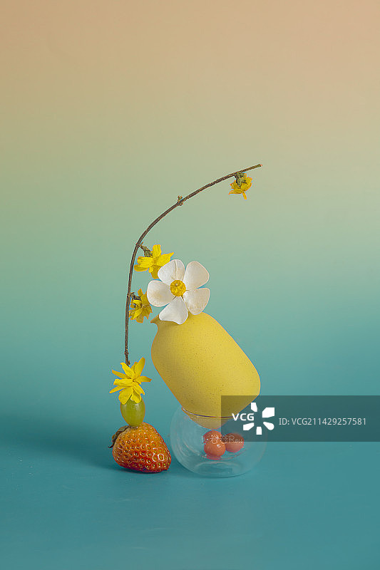 花瓶唯美春天的感觉生机图片素材