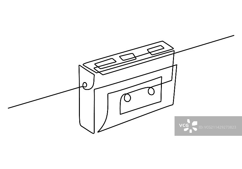 随身听单线一笔画图片素材