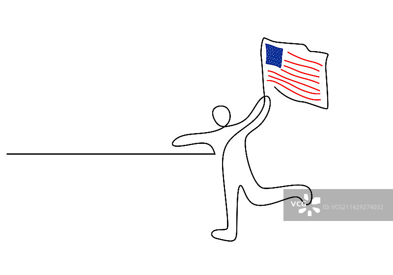 美国人单线连续画图片素材