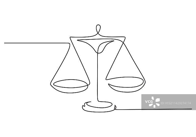 法院天平单线连续画图片素材
