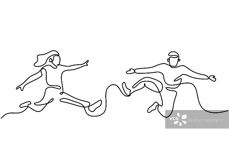 两个快乐男人连续线条图片素材