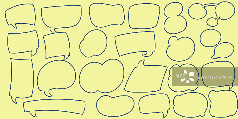 二十二手绘涂鸦对话气泡套装图片素材