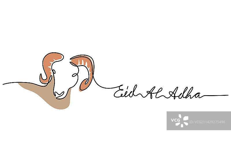 开斋节单线条手绘图片素材