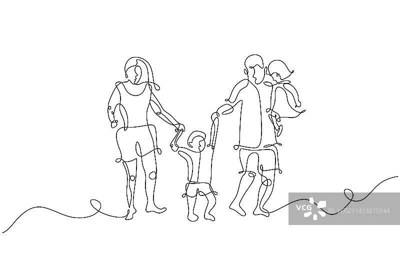 父母主题的连续单线绘画艺术图片素材