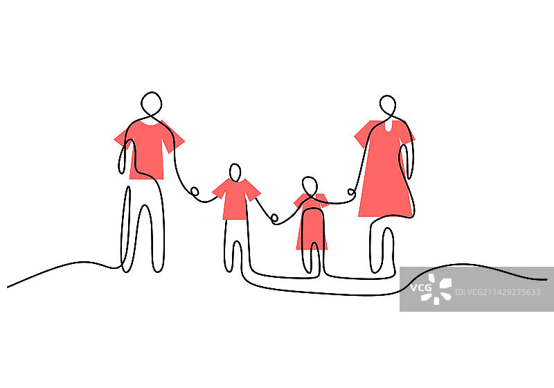 家庭成员单线条画图片素材