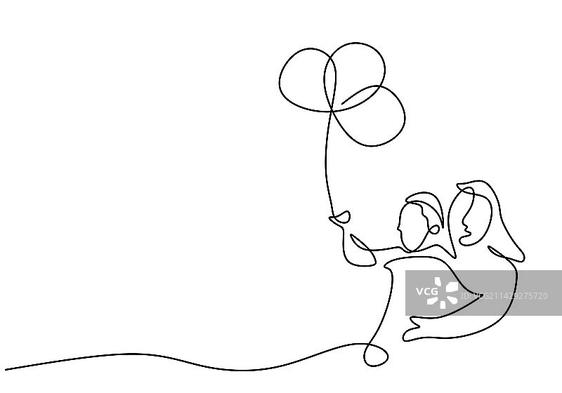 母女的连续单线图片素材