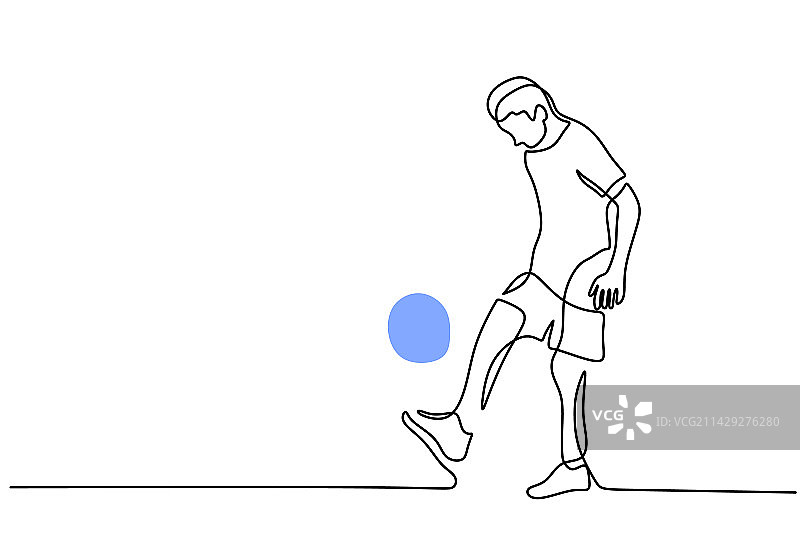 足球运动员单线连续画图片素材