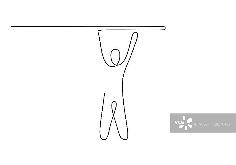 男人在家健身的连续单线图片素材