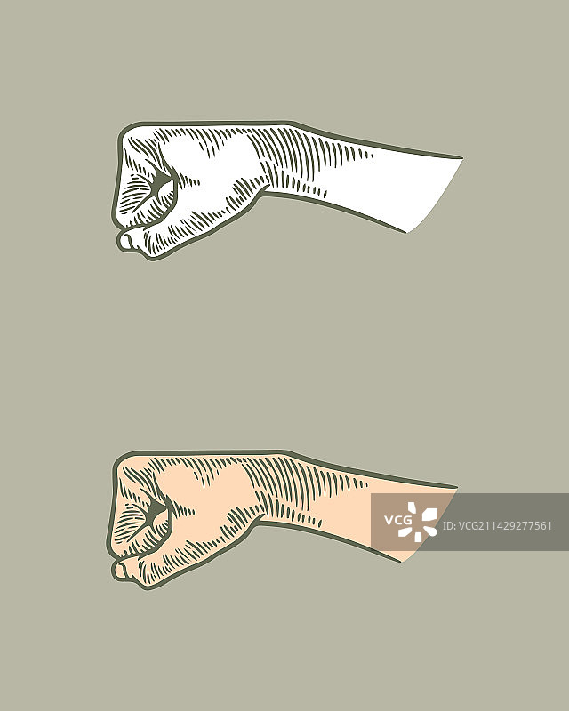 手绘雕刻手握拳手臂图片素材