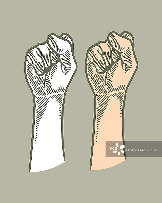手绘雕刻手握拳手臂图片素材