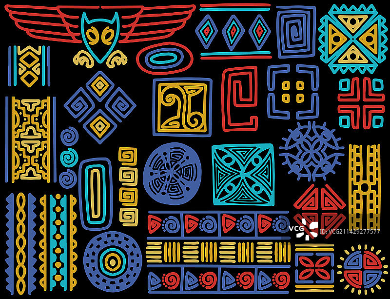 手绘部落元素抽象图案图片素材