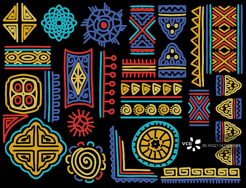 手绘部落抽象装饰图案图片素材