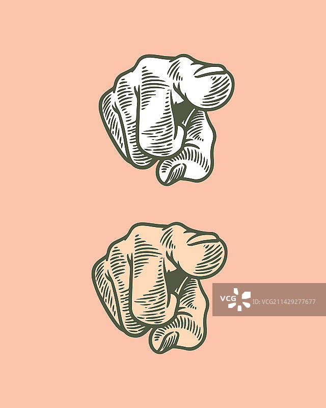手绘雕刻手指指示图片素材