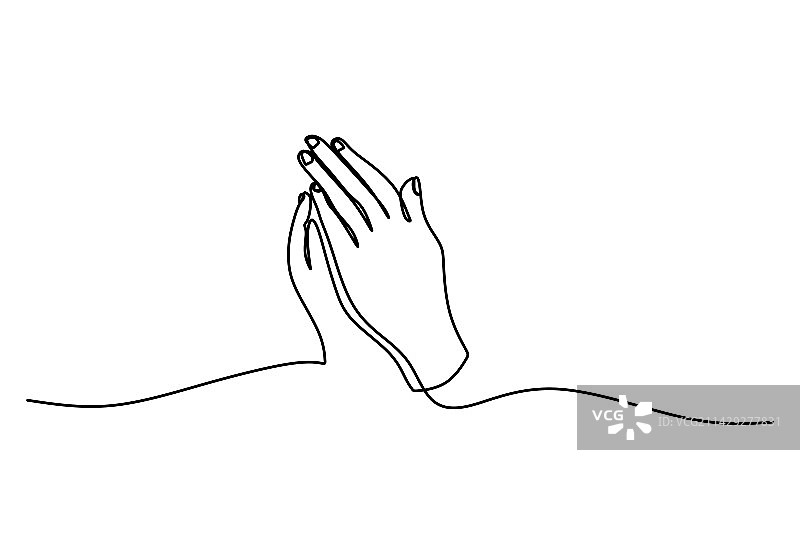 祈祷之手连续单线画图片素材