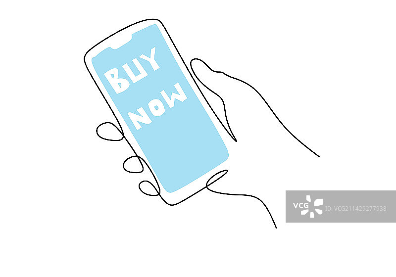 手持智能设备连续单线画图片素材