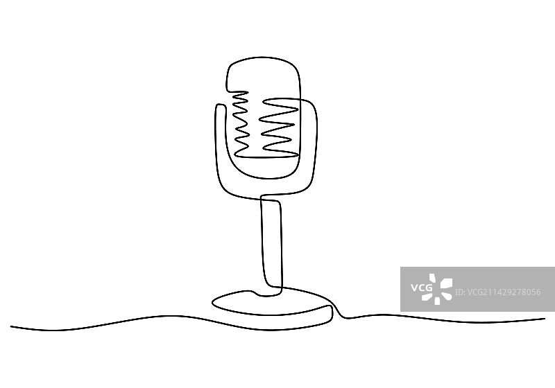 播客麦克风连续单线图片素材