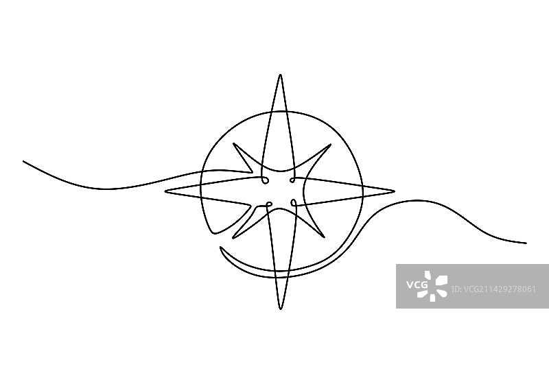 指南针连续单线图片素材
