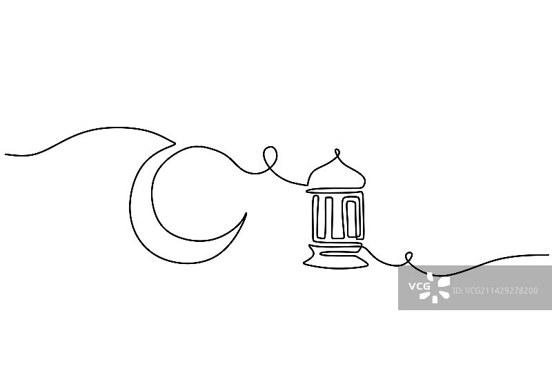 新月连续单线图图片素材