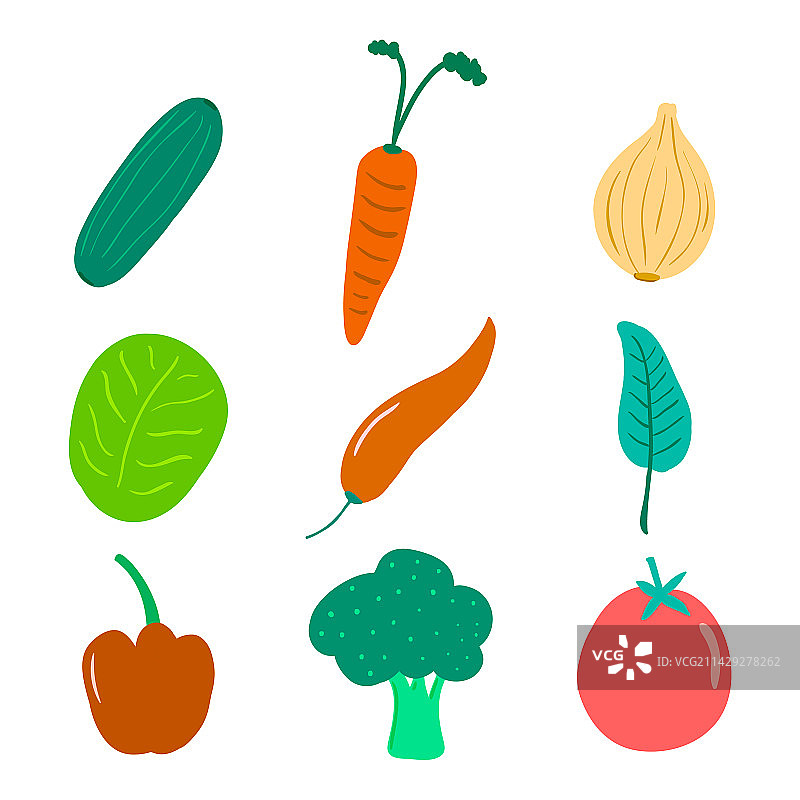蔬菜合集：番茄、西兰花、洋葱、黄瓜图片素材
