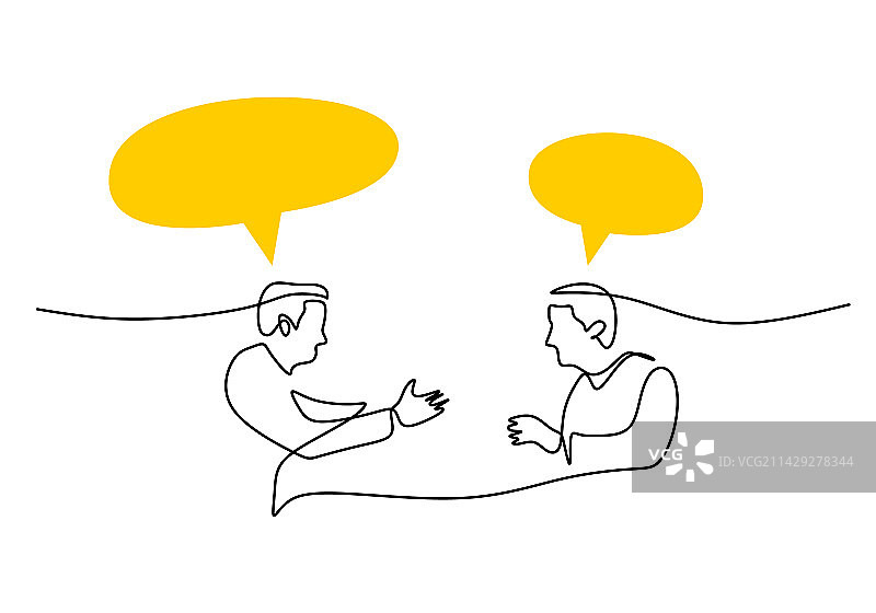 合作伙伴讨论单线条画图片素材