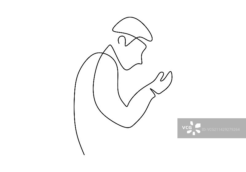 一笔画：男人祈祷图片素材