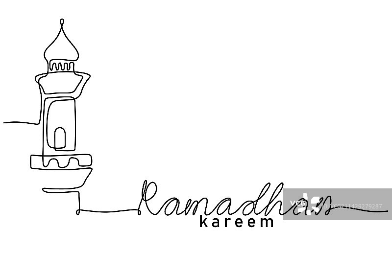 大型清真寺塔单线连续画图片素材