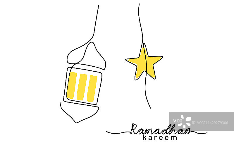 大灯笼易拉宝单线连续画图片素材