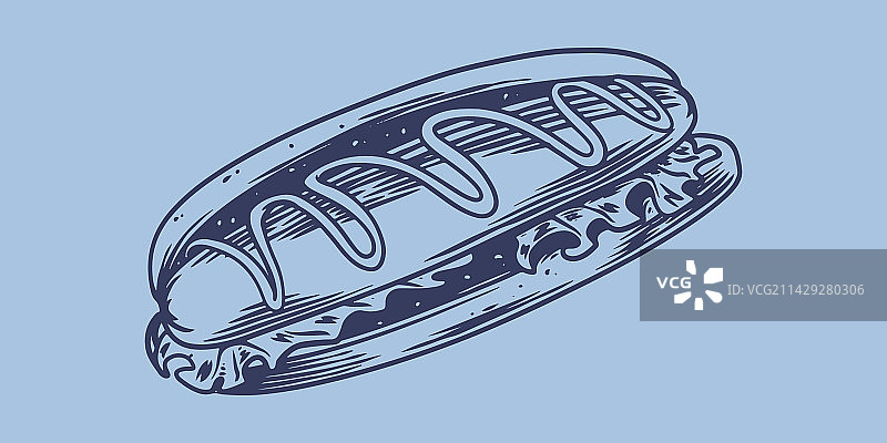 手绘大热狗垃圾食品快餐图片素材