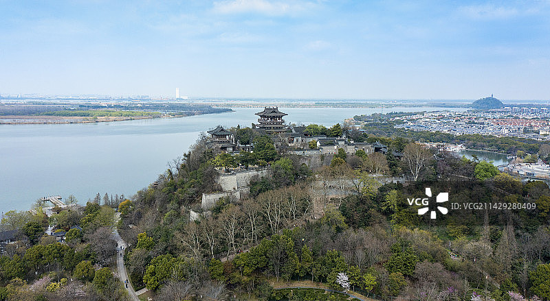 航拍江苏省镇江市北固楼风景区风景图片素材