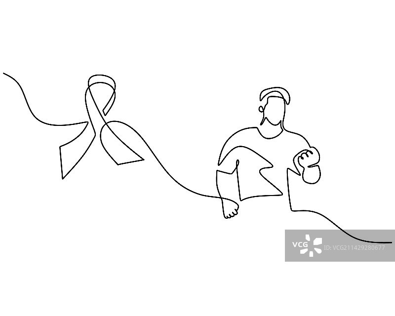 男人和丝带的一条连续线图片素材