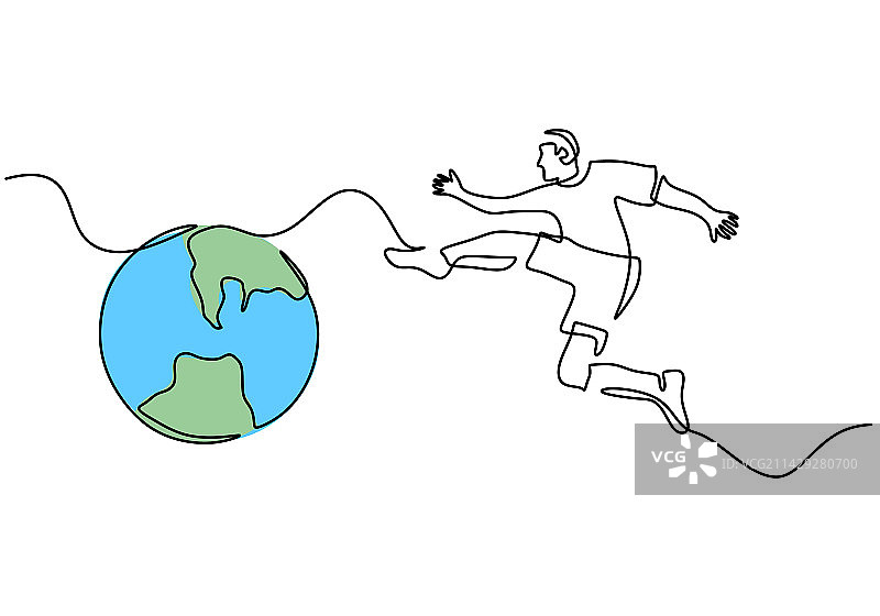 足球运动员连续单线图片素材