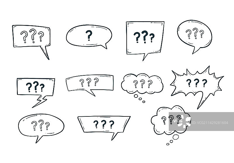 带问号的对话气泡涂鸦合集图片素材