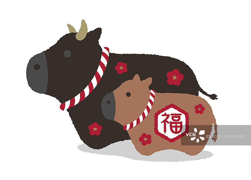 2021卡通牛摆件角色，新年用图片素材