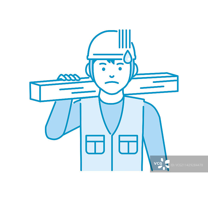 年轻亚洲木匠困惑不解图片素材