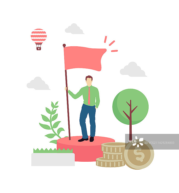 男商人拿着旗帜图片素材