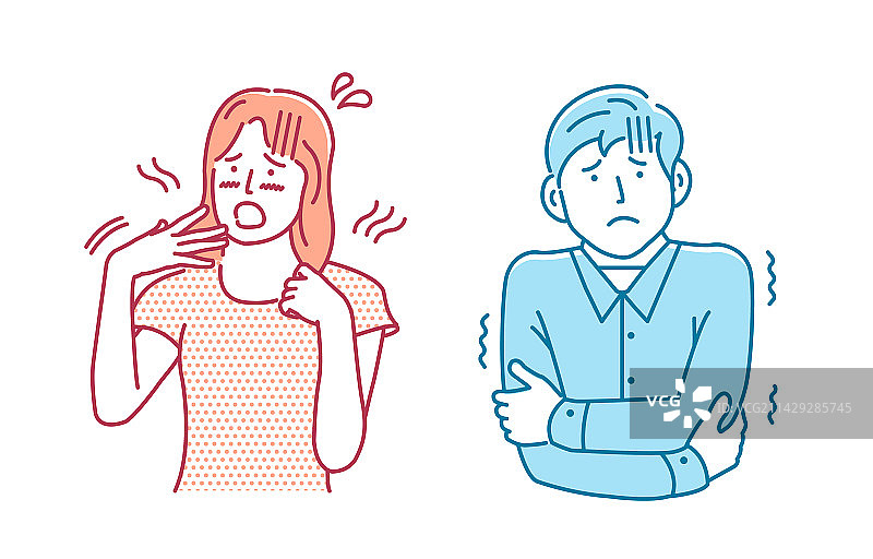 感到冷热的人群合集图片素材