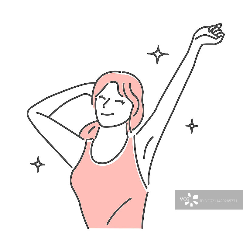 积极乐观、舒展肢体的年轻女人图片素材