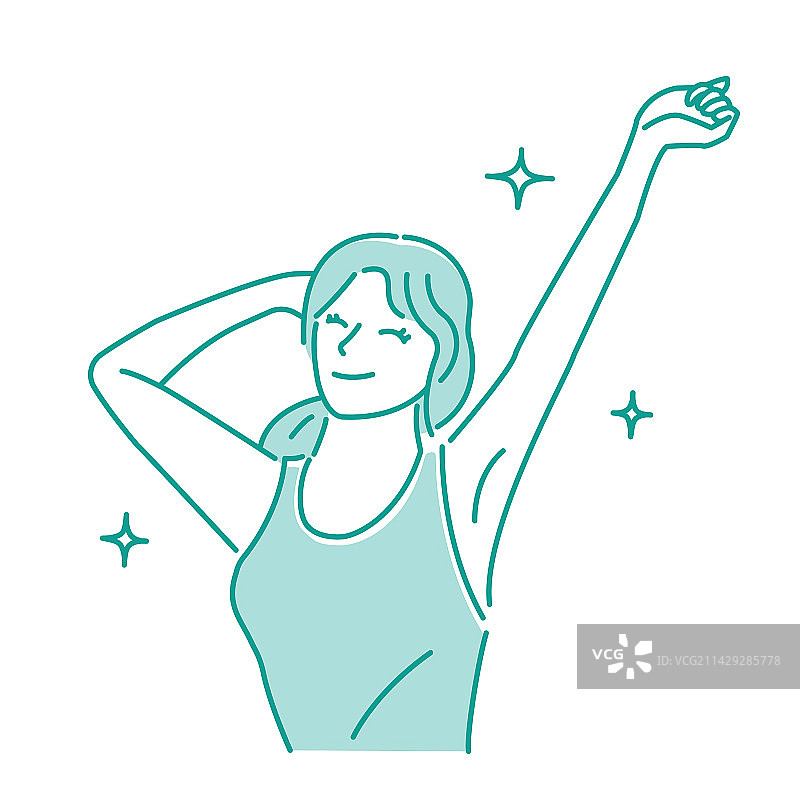 积极乐观、舒展肢体的年轻女人图片素材