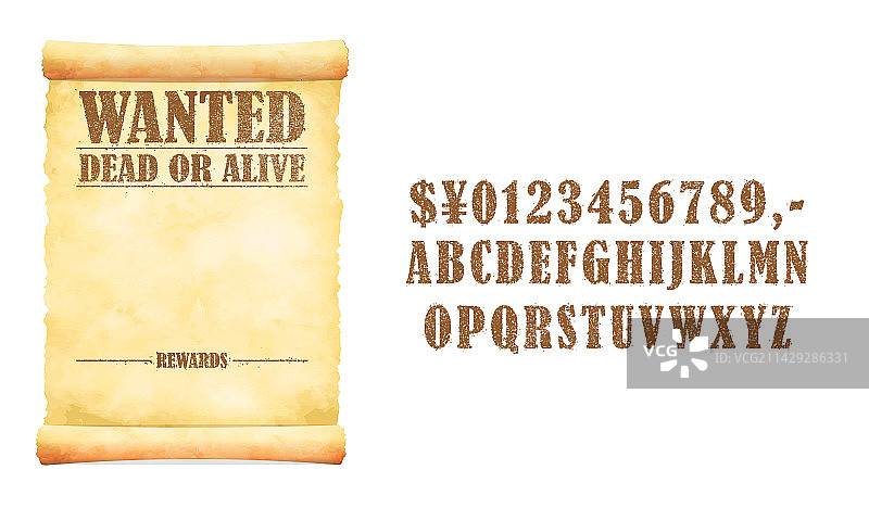 复古通缉令纸张模板（文本可编辑）图片素材